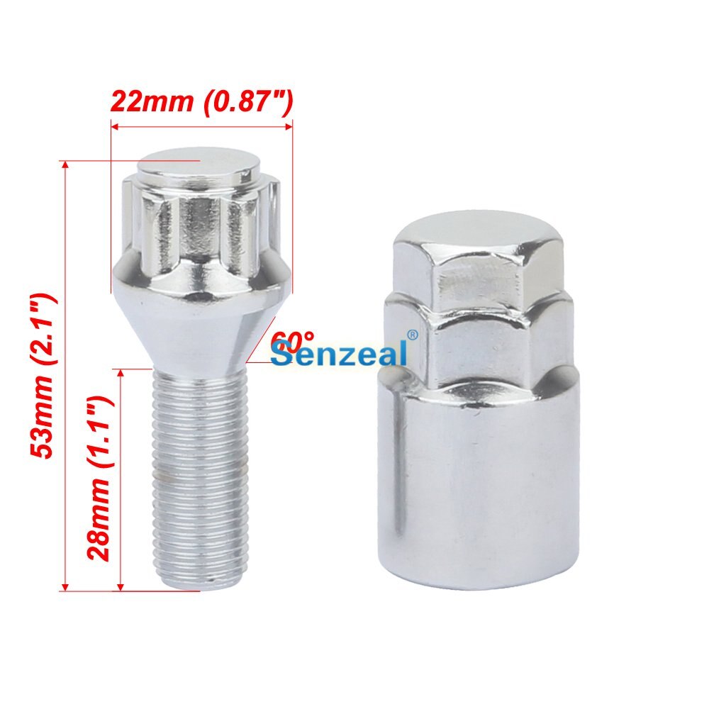 4 st skruvbultar  m12 x 1.5 m12 x 1.25 stöldskyddssäkerhet legerat stål universalbilhjul formel stängd ekollon låsmutter silver