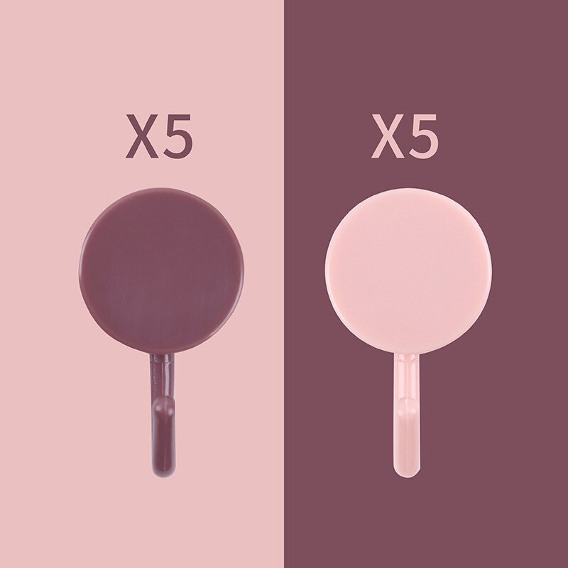 10 kpl/setti koristekoukku itseliimautuva oven seinäkoukku avaimenpidike vaatenaulakko naulakko kylpyhuoneeseen keittiön seinäkoristeeseen: Viininpunainen pinkki