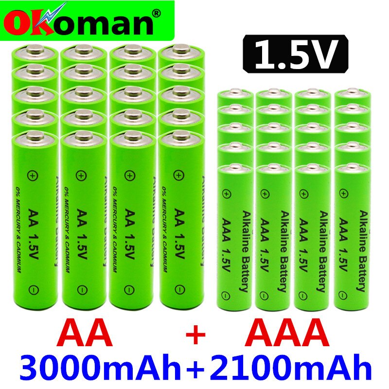 Okoman 100% 1.5 V Oplaadbare AA Batterij AAA Alkaline 2100-3000 mah Voor Zaklamp Speelgoed Klok MP3 Speler vervangen Ni-Mh Batterij