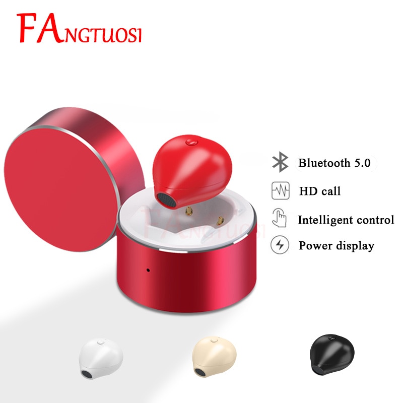 FANGTUOSI Mini Draadloze Bluetooth Oortelefoon Met Microfoon opladen doos Headset Sport Running Oordopjes Oordopjes Voor iPhone Samsung