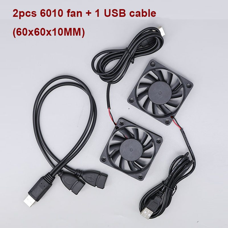 Dual 40mm 50mm 60mm 80mm 90mm 120mm DC 5V Powered USB Fans with 2 in 1 USB Cable for AV Receiver DVR Cooling E: WHITE