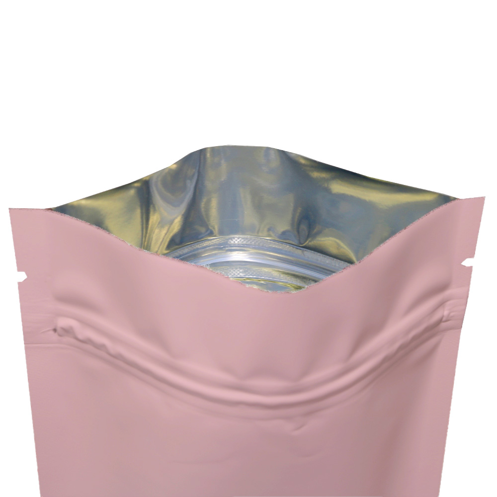 Eco-friendly Matte Pink Plastic Bags Heat Seal Aluminum Foil Mylar Zip Lock Pouches Smell Proof Food Packaging Bags W/Tear Notch