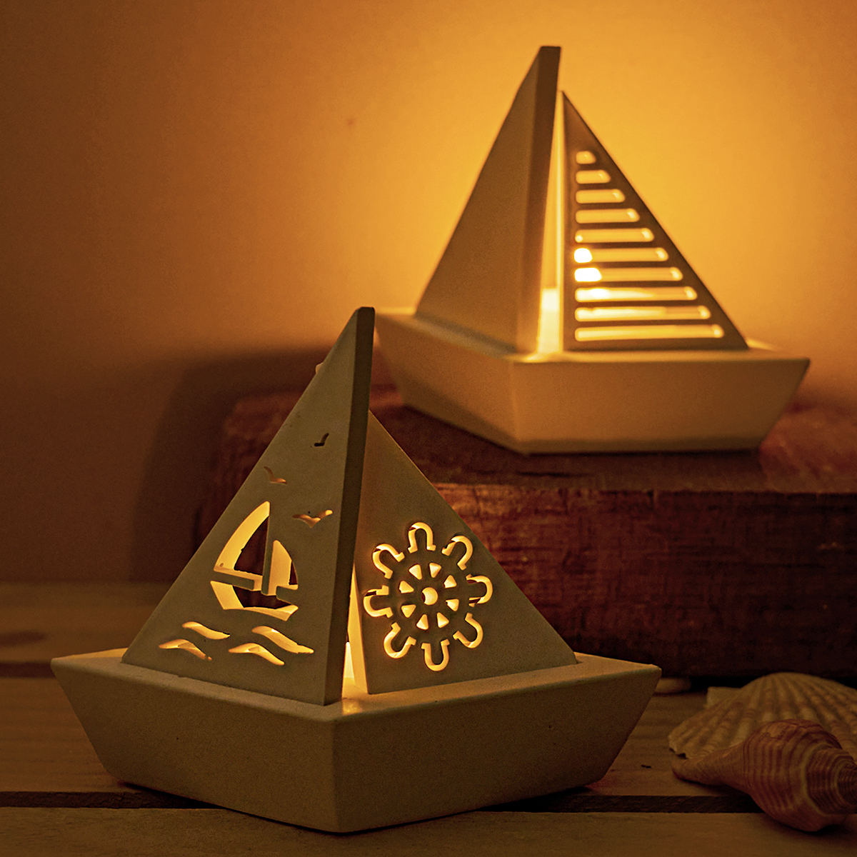 Bougeoir en forme de voile de bateau creux, ensemble de moules en Silicone, bricolage fait à la main, chandelier en béton de bateau 3D, décoration de maison, artisanal