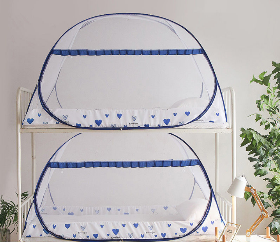 Hartpatroon yurt klamboe verhoging encryptie eendeurs dubbel huis 1.8m studentenhuis 1m slaapkamers klamboe: Blauw 100 x 200cm