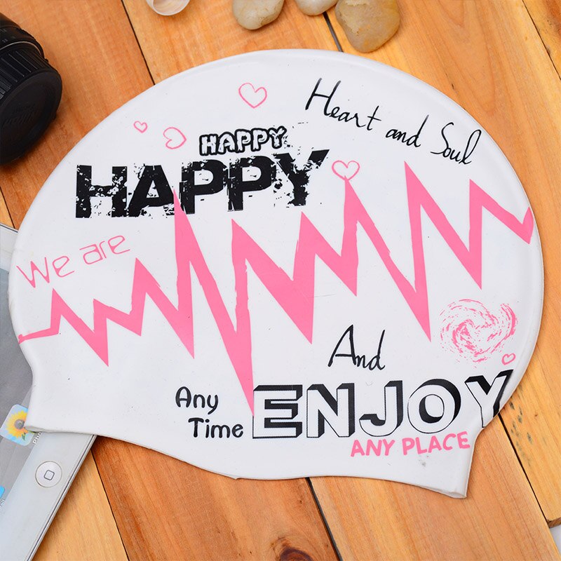 Swimming Cap Silicone Rubber Graffiti Ear Protection Supplies Diving Hood Bathing Shower Accessories Pool Hijab Hat