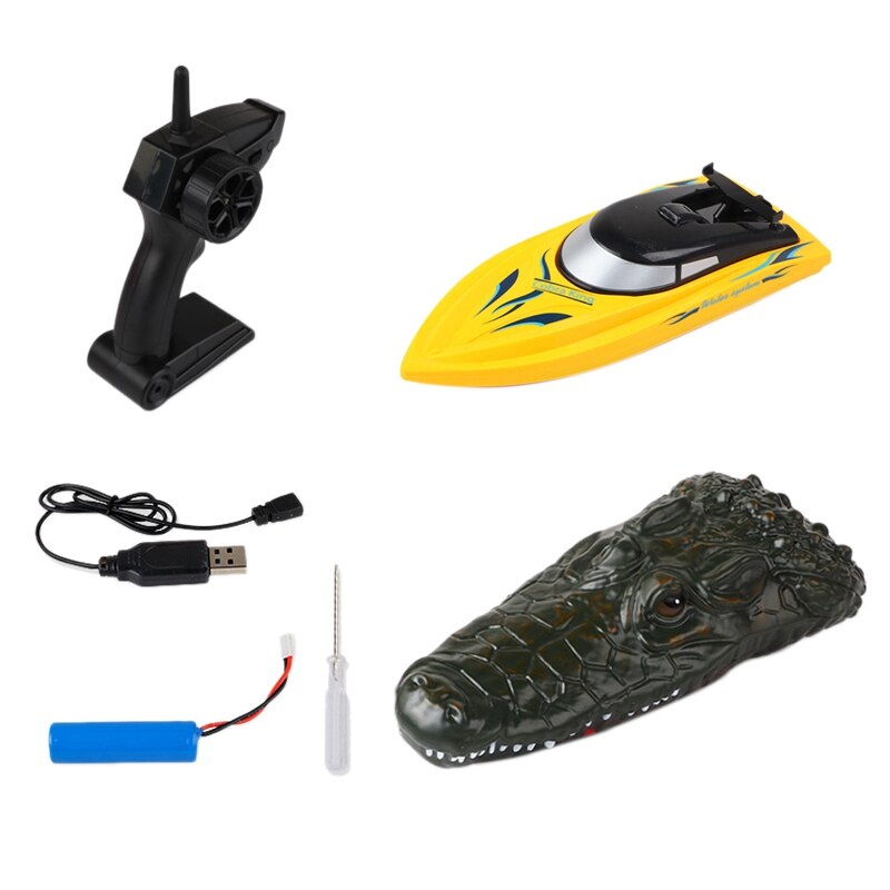 RC cocodrilo Head 2,4G Barco de Control remoto de alta velocidad g cabeza de cocodrilo de imitación agua juguetes para entretenimiento: Yellow