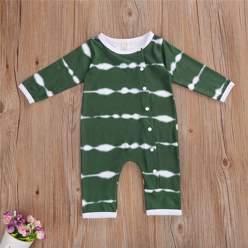 Baby Frühling Herbst Kleidung Neugeborenen Baby Mädchen Jungen binden Farbstoff Kleidung Baumwolle gestreift Strampler Baby Gesamt Nachtwäsche lässig Outfits