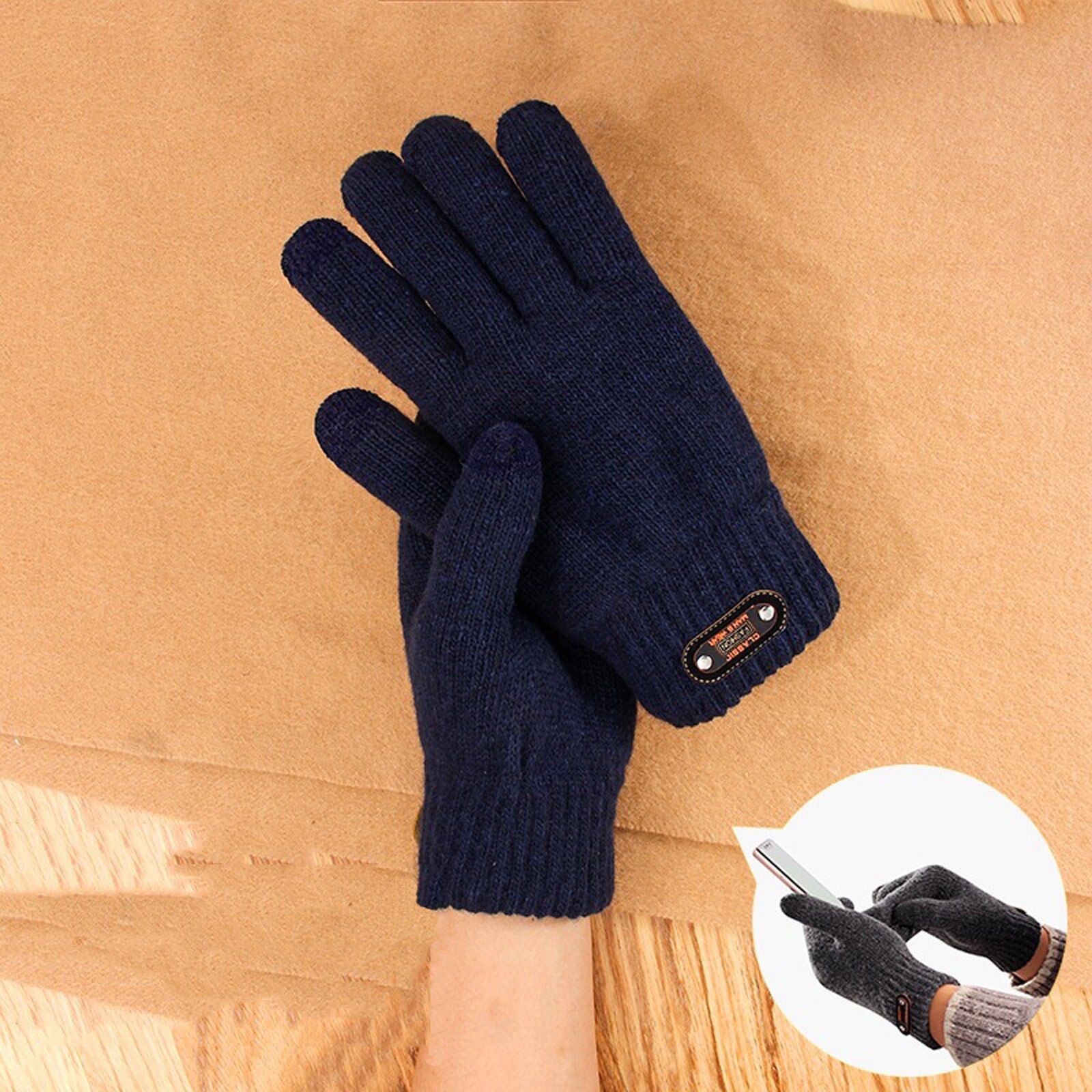 Winter Women Gloves Windproof Knit Plush Thickened Double Warm Lady Mittens Touch Screen Skin-friendly Soft Female Glove