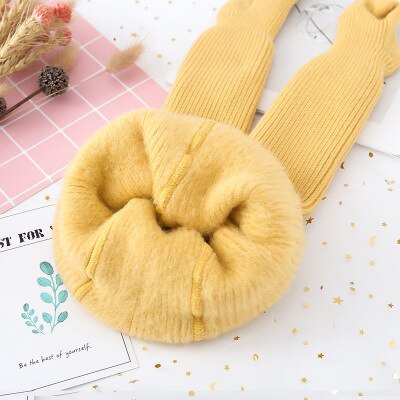 Herbst Winter Baby Mädchen Strumpfhosen 0-3 Jahre alt Dicke Mädchen Strümpfe Einfarbige Dicken Stil: Kurkuma / L (2-4Y)