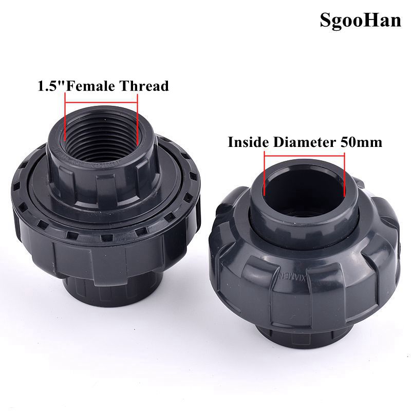 1pc I.D 20-63mm UPVC Pipe Single Female Thread Union Direct Plastic Water Supply Pipe Connector Garden Irrigation Fitings: 1.5 inch