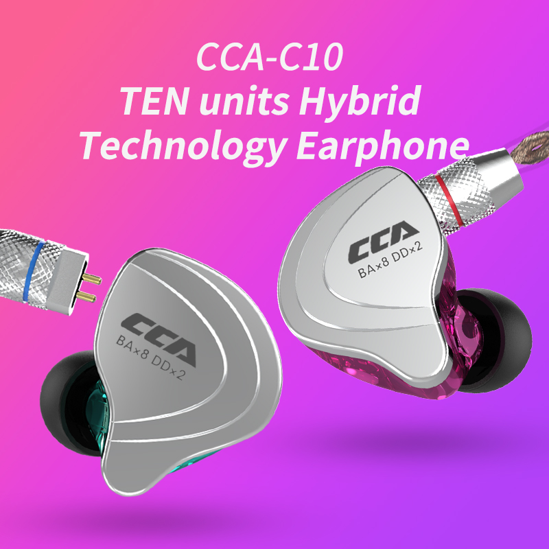 CCA C10 słuchawki technologia hybrydowa 4BA + 1DD douszne HiFi DJ sportowe zatyczki do uszu słuchawki przewodowe 10 jednostka napędu zestaw słuchawkowy z redukcją szumów