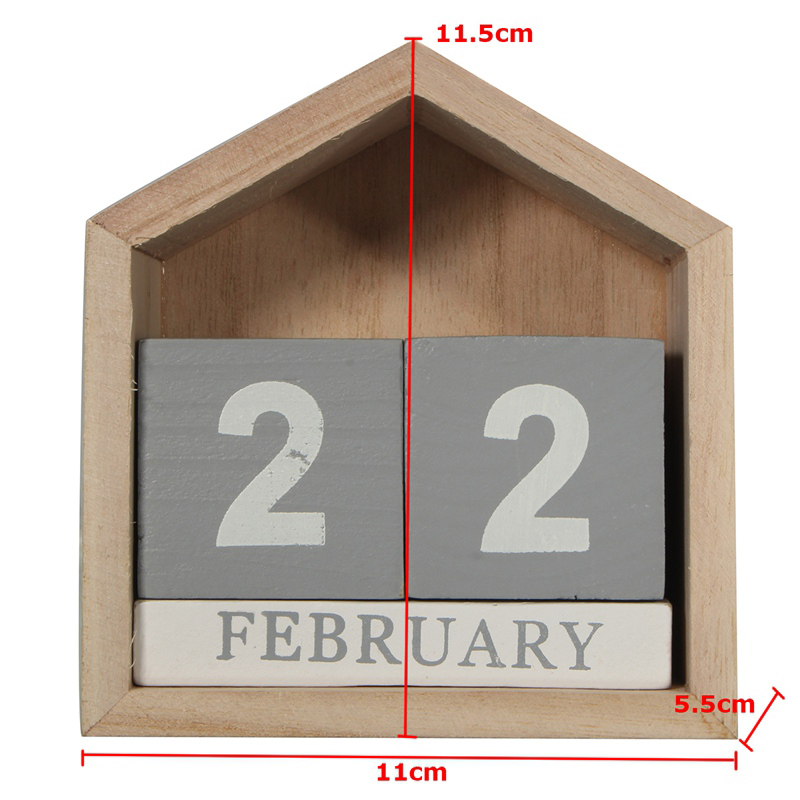 Vintage hus form evig kalender trä skrivbord trä block hem kontorsmateriel dekoration konsthantverk