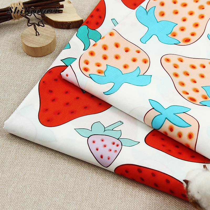 Drap de lit en coton peint à fraises | Robe en coton à coudre, motif Floral, Patchwork, fait à la main, bricolage, 1.42m * 2m