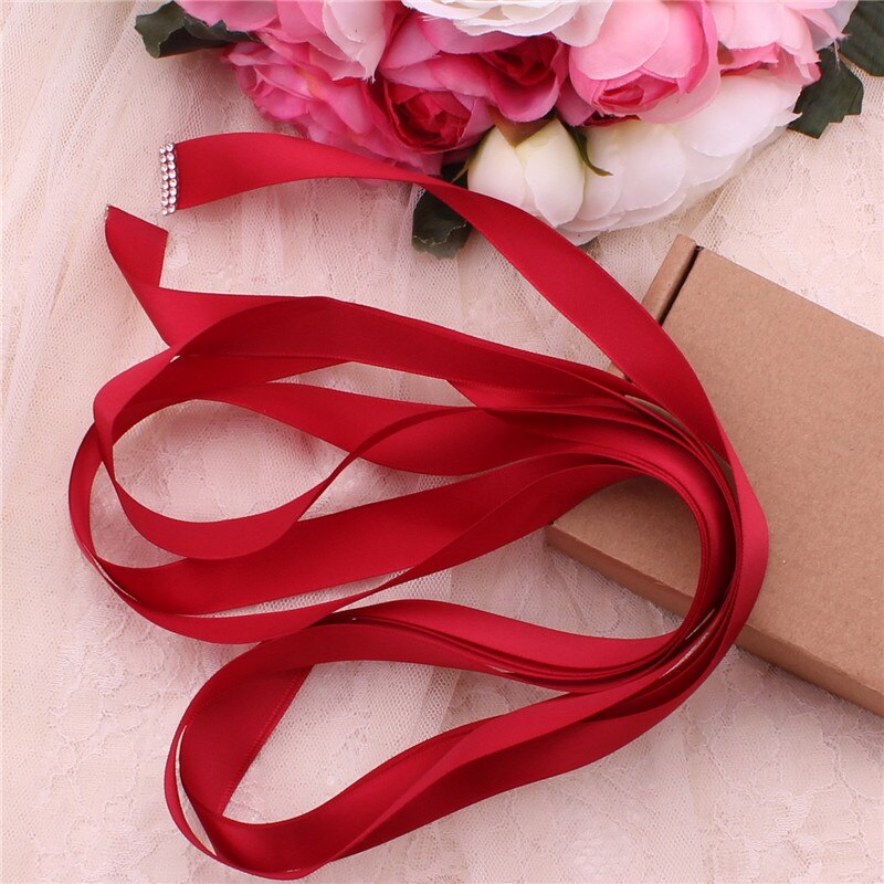 Steentjes Trouwjurk Riem Sliver Crystal Bridal Sash Diamant Bruids Riem Voor Vrouwen Jurken: wine red