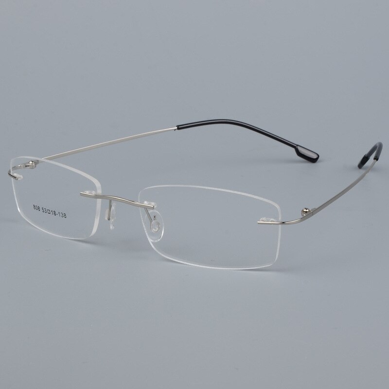 Bclear titanium legering kantløse briller ramme mænd ultralette recept nærsynethed optiske briller mandlige rammeløse briller 6 farve: Sølv