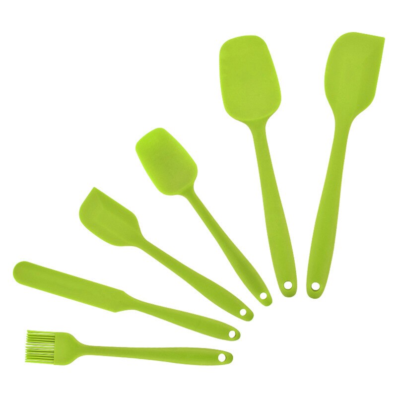 12/6 pièces Silicone cuisine ustensiles de cuisine outils ensemble spatule pelle cuisson ustensiles de cuisine ustensiles de cuisine accessoires de cuisine Gadgets: green 6pcs