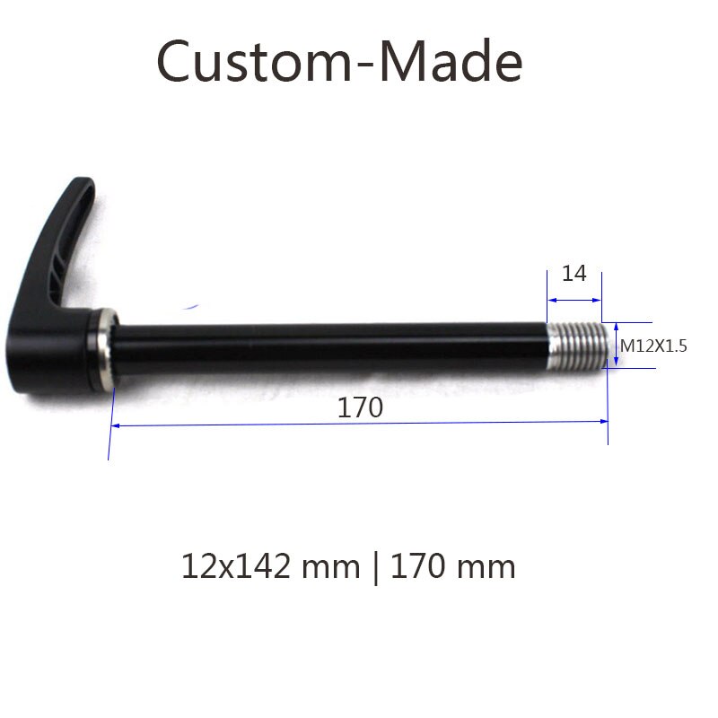 Rear Thru Axle 12X142 length 158 160 164 170 mm thread pitch 1.5 mm biycle Custom-Made thru axle: 170mm with lever