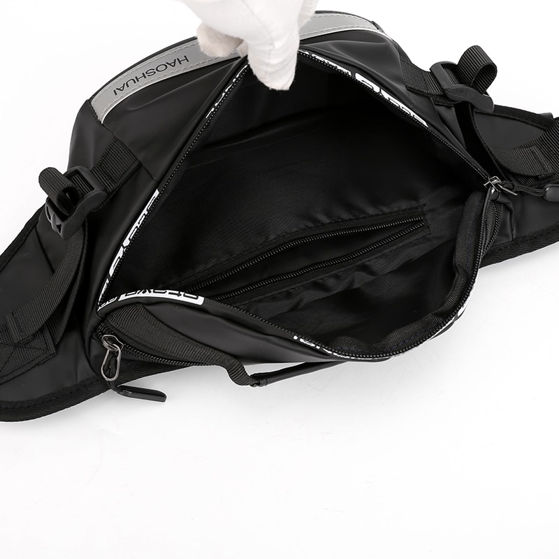 Imperméable à l'eau en Nylon hommes taille poitrine sac unisexe Fanny Pack réfléchissant banane ceinture sacs décontracté voyage Crossbody sacs