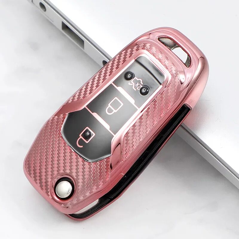 TPU Key Fob Cover Case For Ford F150 Kuga FOCUS 3 Mondeo Everest Fiesta Mustang Fecosport Edge Fusion 3-Buttons Flip Remote Key: A-style-pink