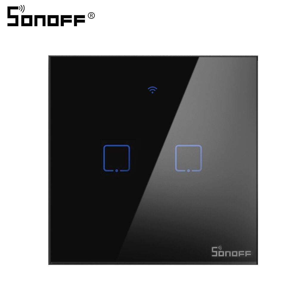 SONOFF T3 Wifi RF inalámbrico 433mhz Control remoto pared Interruptor táctil Panel de luz enchufe EU/UK 1/ soporte de 2/3 bandas Google Home Alexa: T3 EU 2C