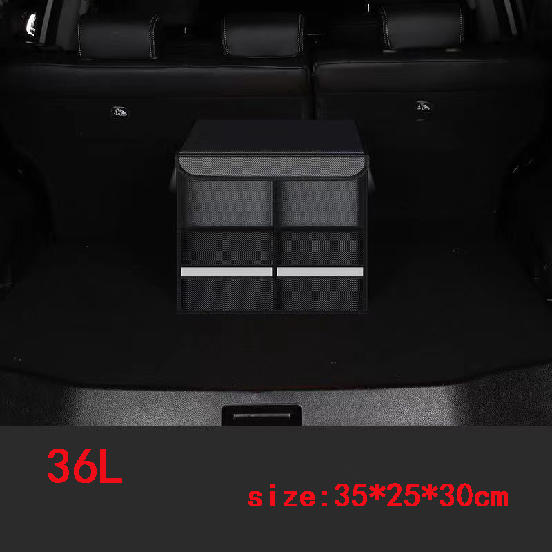 Car trunk foldable luggage storage box waterproof Oxford cloth 112L large capacity camping/fishing car storage box for easy carr: black
