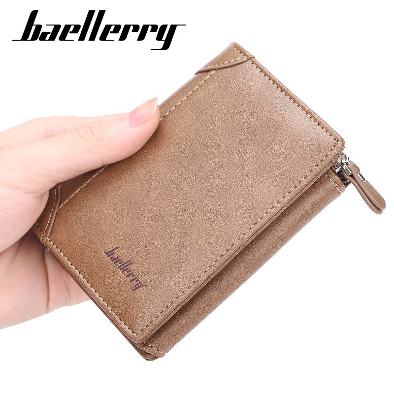 Baellery marca homem carteiras masculino curto multi cartão três-fold pequena carteira fina fivela bolsa de moedas masculino