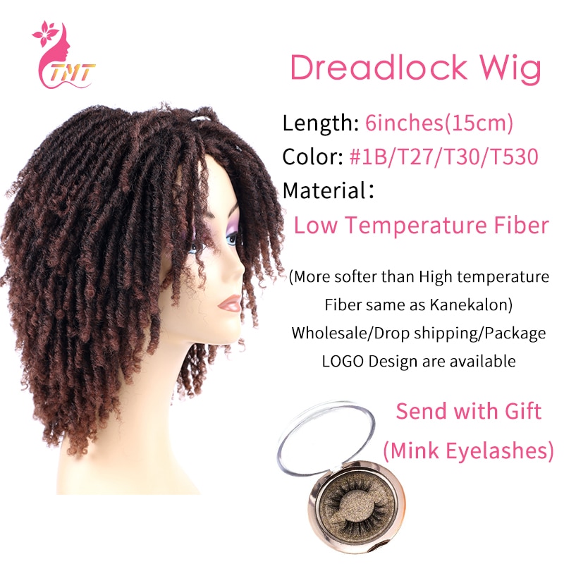 Syntetiska dreadlock twist peruker för svarta kvinnor flätade faux locs virkat hår peruker afro lockigt syntetisk flätad peruk 6 ''