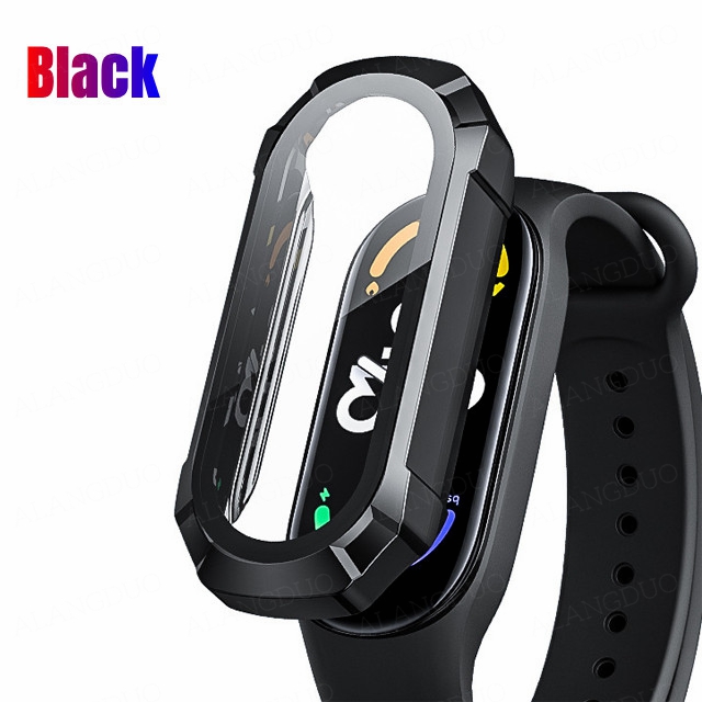 Funda de PC + Protector de pantalla de vidrio templado para Xiaomi Mi Band 8, 7, 6, 5, 4, mi band 8, parachoques protector, accesorios de cubierta antiarañazos: XXXL / Rose Gold