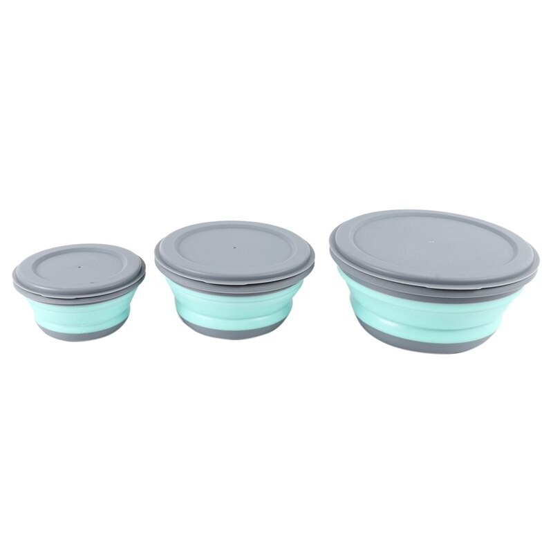 3 Stks/set Kom Sets Siliconen Vouwen Lunchbox Vouwen Kom Draagbare Siliconen Vouwen Kom Opvouwbare Slakom Met Deksel