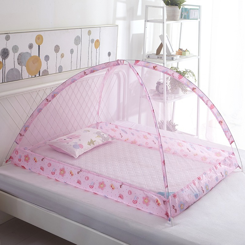 Foldable No Bottom Kids Mosquito Net Baby Bed Canopy Easy Setup: black