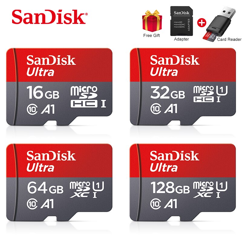 SanDisk tarjeta Micro SD tarjeta de memoria de 16GB 32GB 64GB MicroSD de 128gb máx. 80 M/s Uitra C10 TF tarjeta Clase 10, 16gb, 32GB cartao de memoria