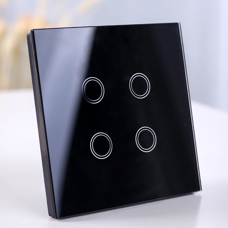 4 gang touch switch, Wireless Remote Control light Switch, Smart Sensor touch Wall Switch, Luxury Crystal Glass Panel Surface