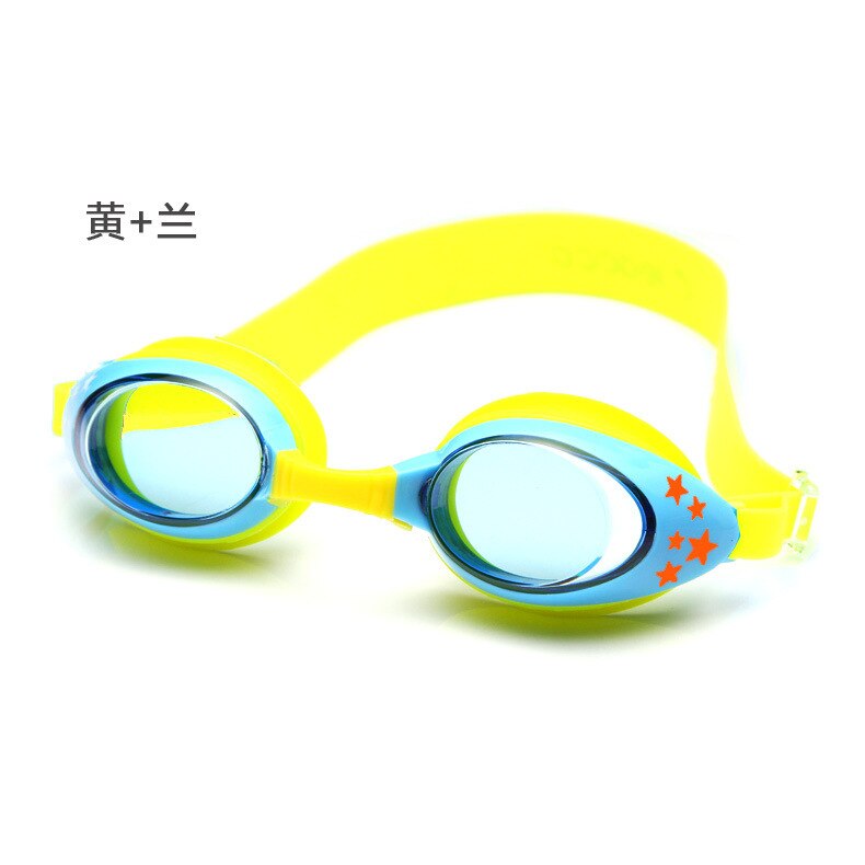 Svømmebriller børn drenge piger anti tåge pool børn tegneserie vandtæt svømmebriller silikone dykkerbriller: Gul og blå