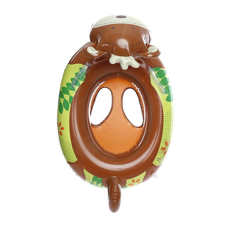 Niños natación círculo Animal barco mano inflable natación círculo grueso asiento inflable anillo niños dibujo Animal anillo: brown