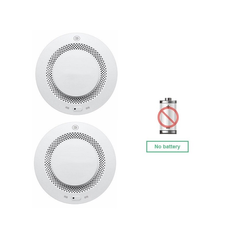 433MHz Wireless Smoke Detector Battery Power Smoke Sensor Fire Alarm System with 10 Years of Battery Life Time for Burglar Alarm: 2 pcs no battery