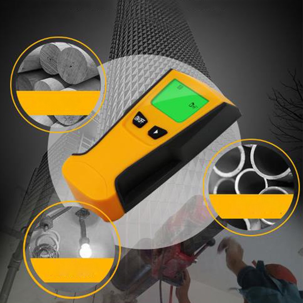 Vegg tre stud detektor finner skanner metall strømførende ledning kabel rør tester meter vise kanten av ved stativ