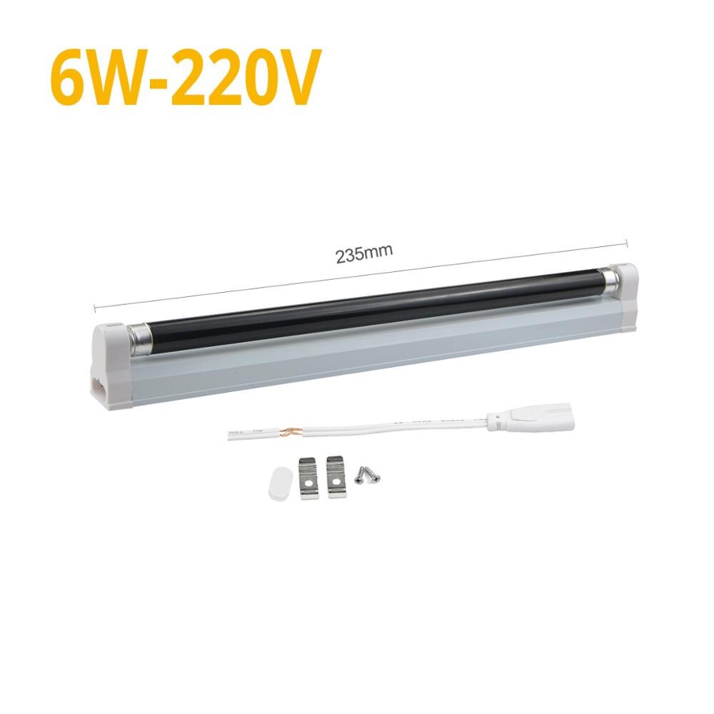 Ultraviolet Lamp Blacklight T5 Tube UVC Bulb 220V 110V UV Lamp Black Light Violet Fluorescent CFL BLB Lamps luz negra: 6W  No Plug 220V