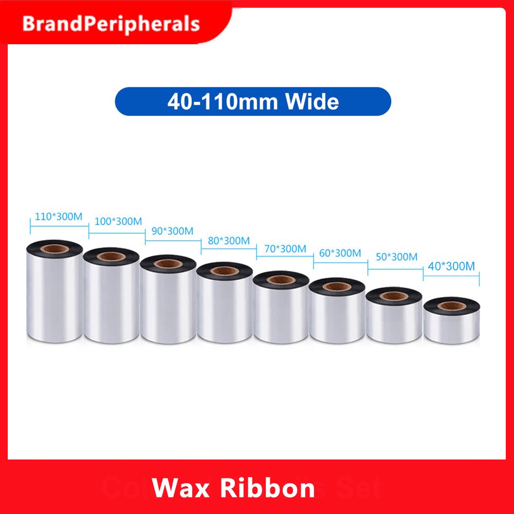 1 Roll Thermal Transfer Wax Ribbon Width 40-110mm * 300m Barcode Printing Ribbon for Printer