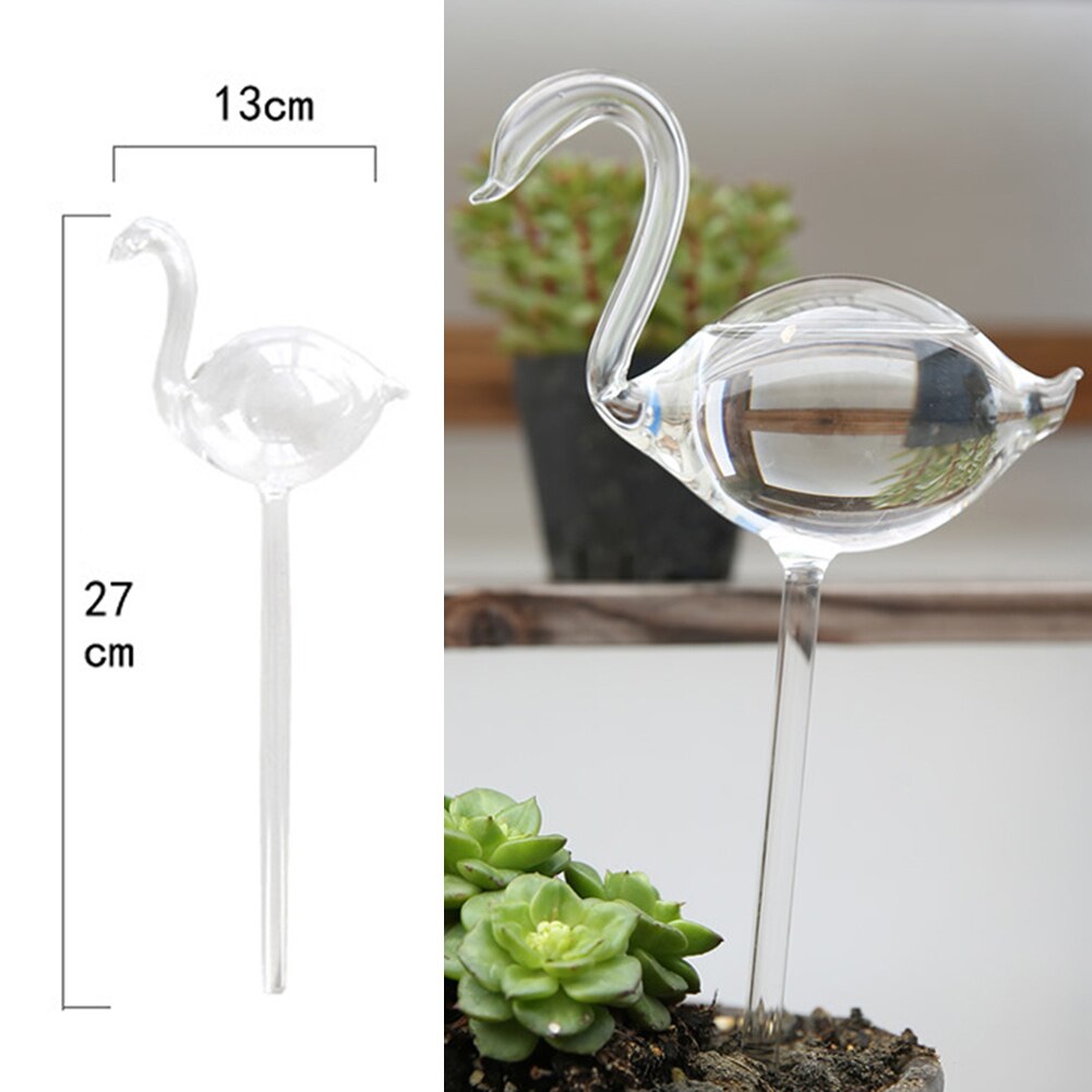4 Types Glass Plant Flowers Water Feeder Automatic Self Watering Devices Bird Star Heart Plant Waterer: Swan
