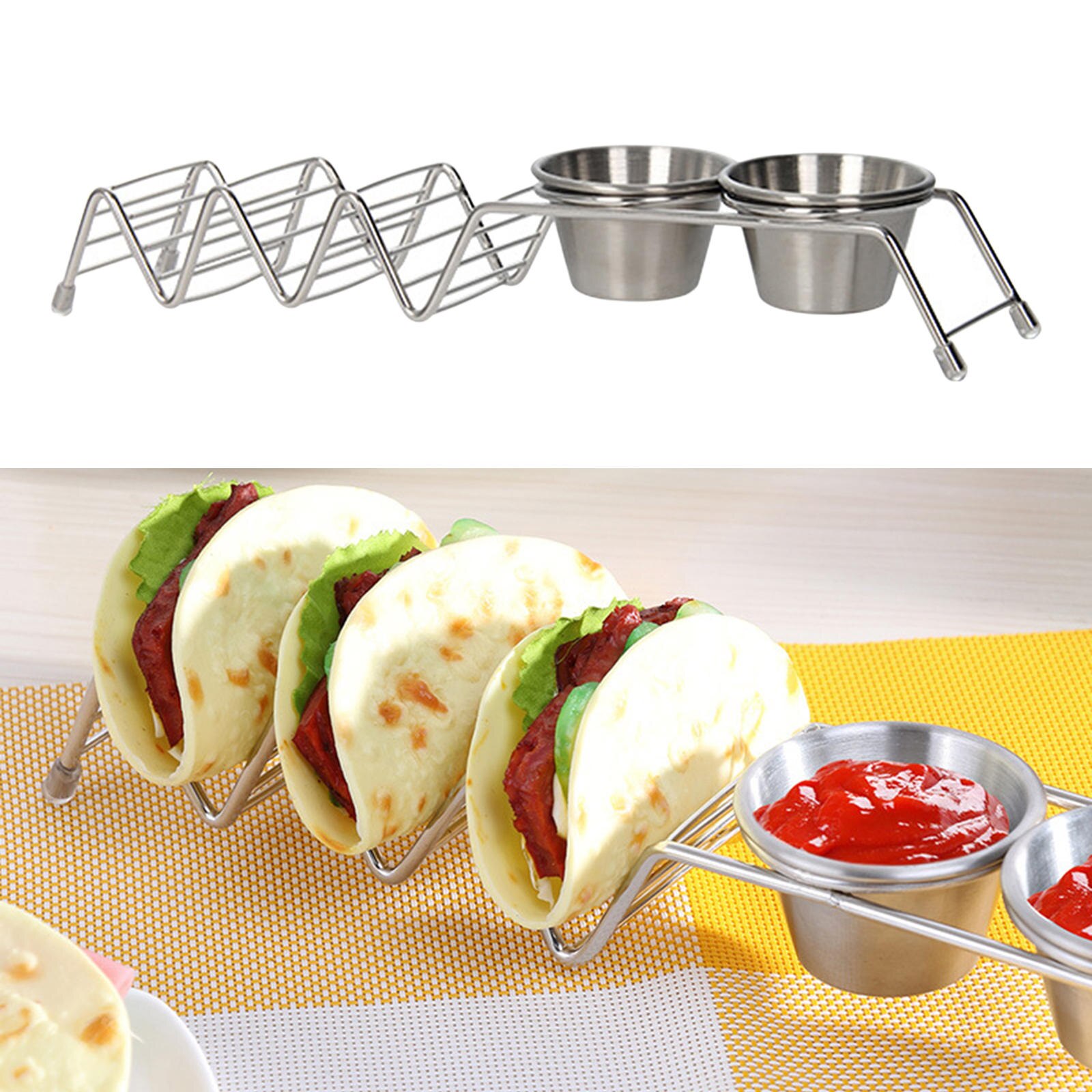 Taco Holder Stainless Steel Taco Rack Shell Taco Display Stand Plate Tray Food Holder Rack, Kitchen Cooking Tool