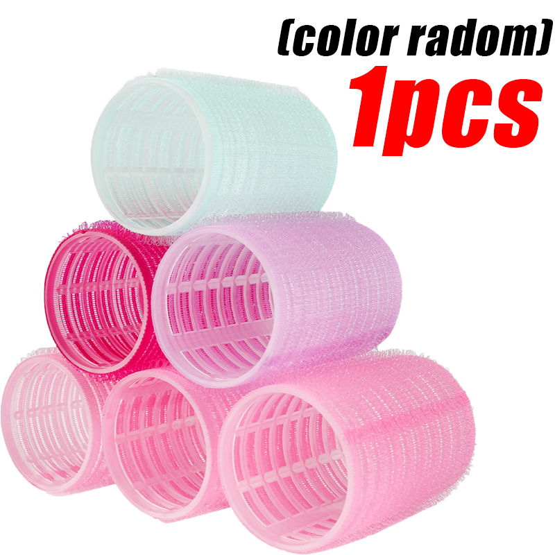 Rolo de cabelo autoadesivo de plástico, sem calor, franja de ar, rolos, modelador de cabelo diy, ferramenta de estilo para mulheres, rolo rosa: Preto