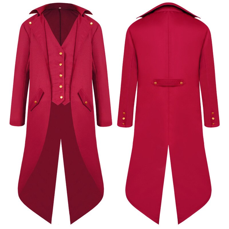 Mittelalterlichen retro verrotten Rauchen Frack Herren Jacke Mäntel Schwalbenschwanz Staub Cosplay Dampf Punk Kostüm Palast Kleid Europa Uniform: rot / M