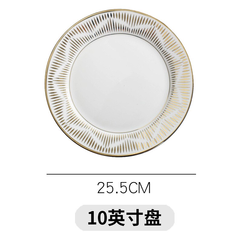 Plato de Pasta occidental chapado en oro de estilo británico, vajilla exquisita para el hogar, fruta, postre, plato de desayuno, vajilla de restaurante: D-10inches