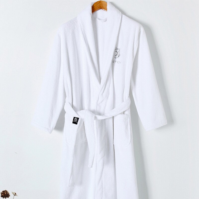 Mit kapuze Männer Bademantel männer Kleid Baumwolle Kimono Kleid Herren Homewear Männlichen Kleid Nachtwäsche Lounges Pyjama Bademäntel Winter Herbst: Weiß / L