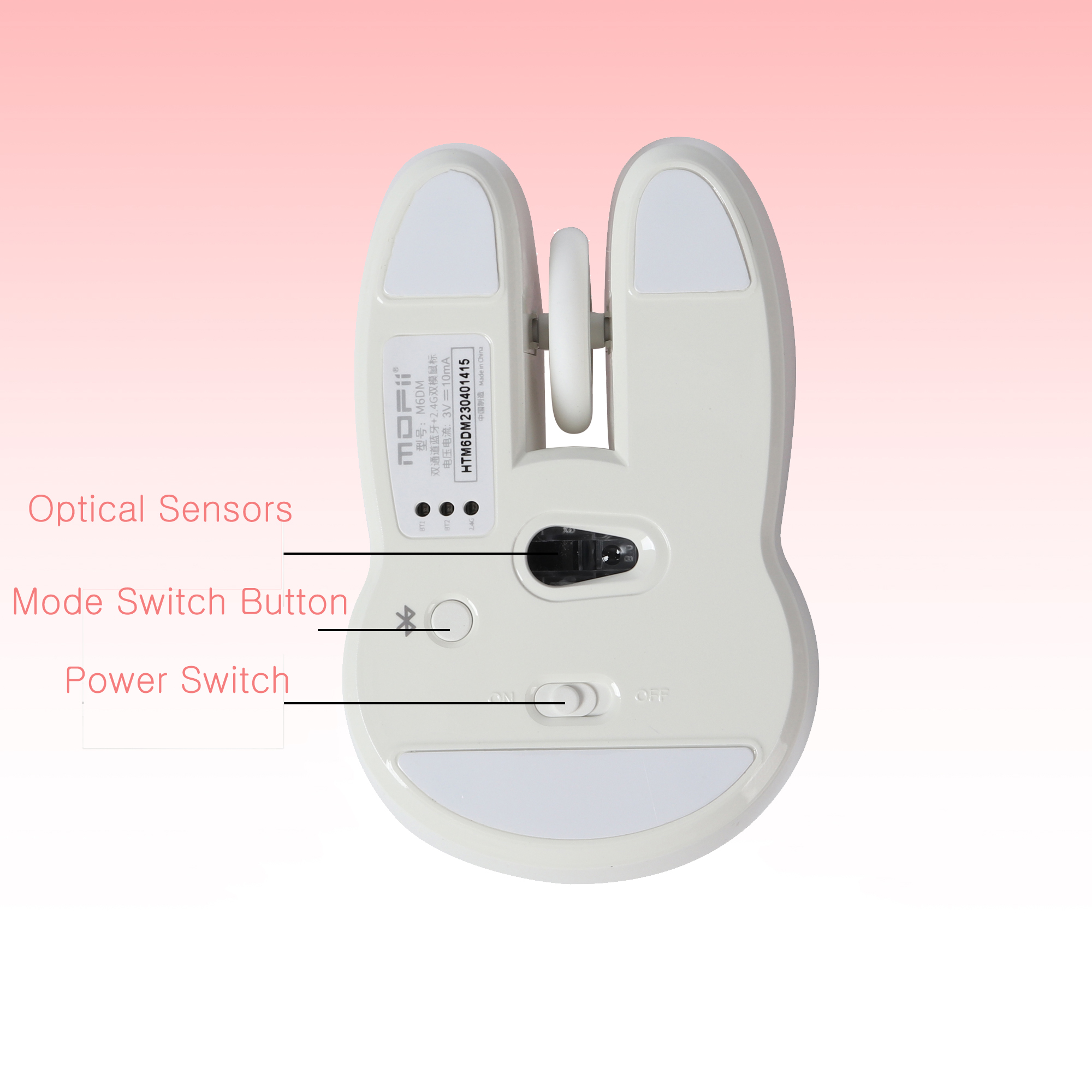 Bluetooth+2.4G Dual-Mode Bluetooth Wireless Mouse Cute Rabbit Shape Kawaii Gaming Mouse For PC Laptop Mute Mause Girls