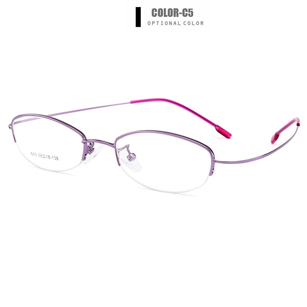 Gmei, gafas ópticas para mujer, ultra-ligeras, semi-sin montura, con memoria, monturas de aleación de titanio para miopía, presbicia, gafas de lectura Y643: C5-Purple