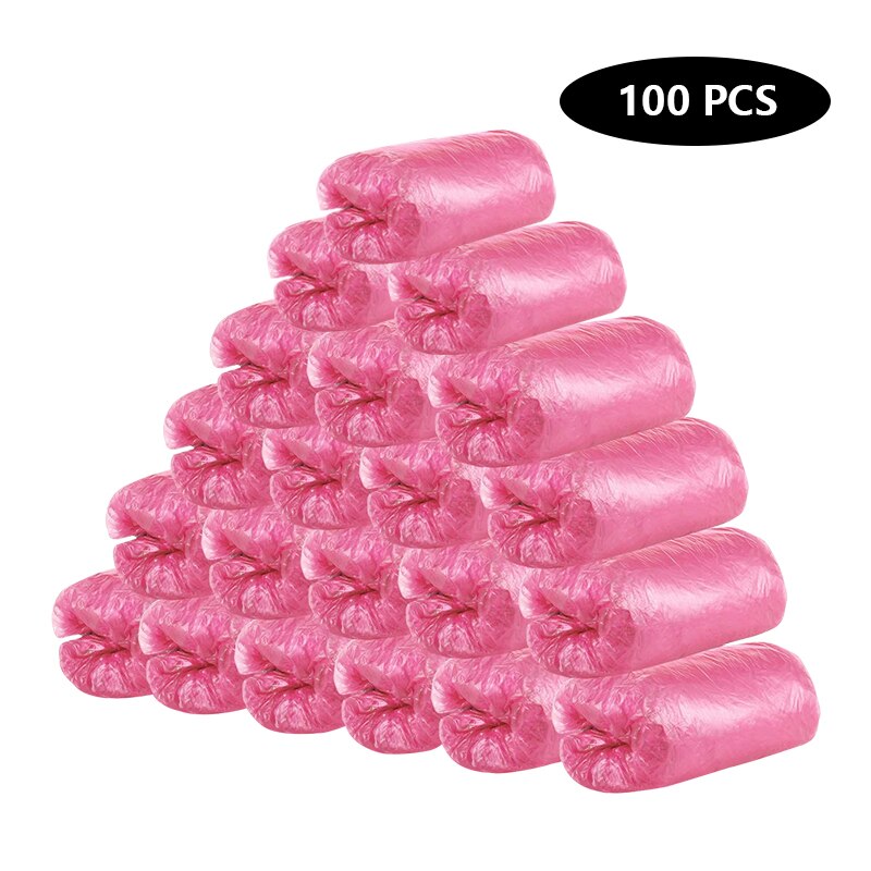 100 Stks/zak Wegwerp Plastic Overschoenen Overschoenen Case Waterdichte Schoen Cover Pouch Anti Dity Dust Regendicht Outdoor Boot Cover: Pink-100PCS
