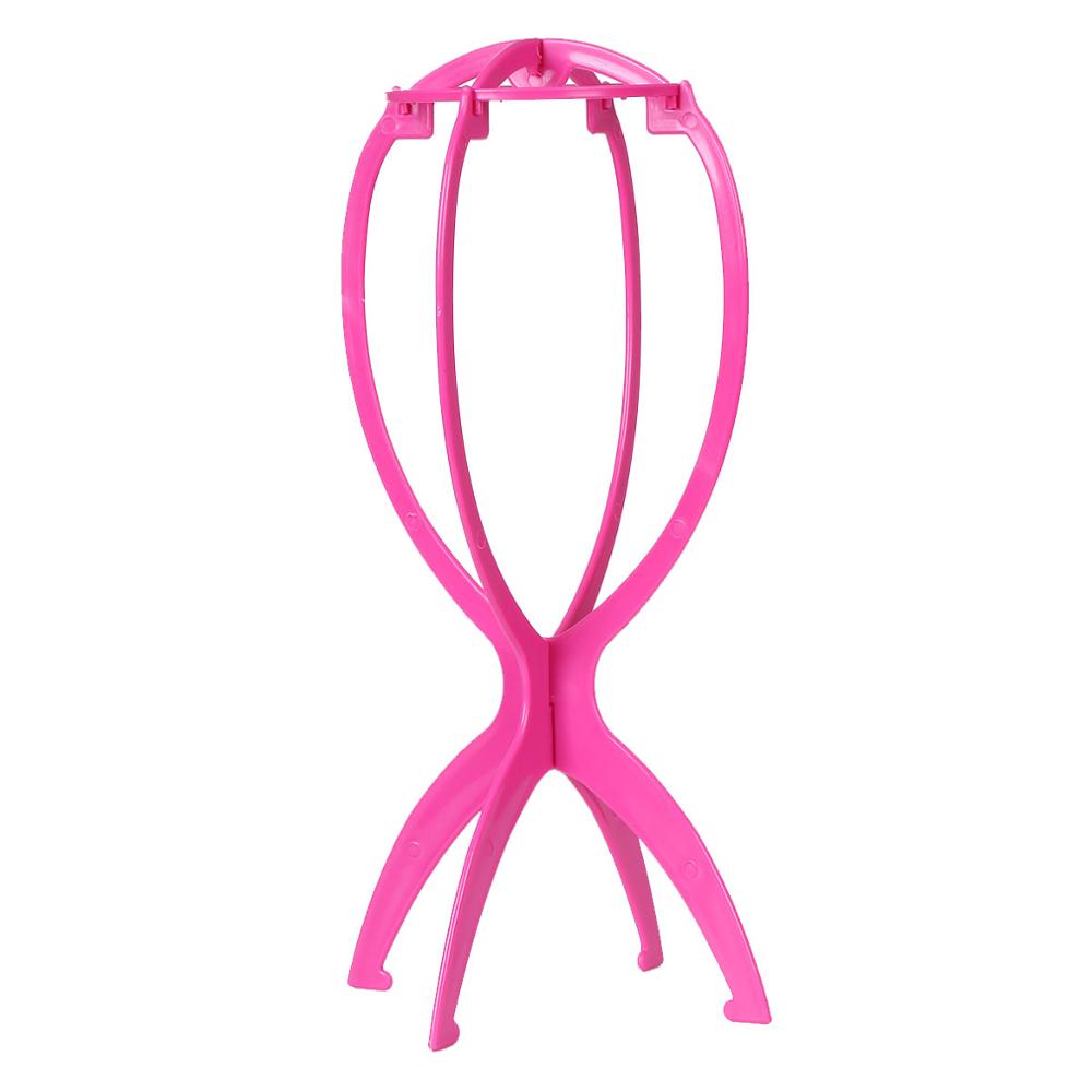 XTREND 1PC Colorful Ajustable Wig Stands Plastic Hat Display Wig Head Holders Mannequin Head/Stand Portable Folding Wig Stand: pink 14.2inch