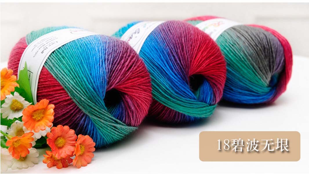 Regnbue 100g bolde garn baby strikning super blød uld tråd chunky strikket håndværk bulky hånd sweater hæklet: 18