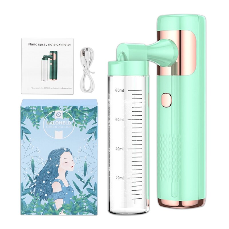 Portable Oxygen Facial Skin Care Machine Handy Nano Mist Sprayer Face Steamer Facial Water Oxygen Injection Instrument